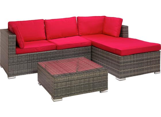 Loungegarnitur Leona - Rot/Braun, MODERN, Glas/Kunststoff (199/146cm) - Luca Bessoni Loungegarnitur Leona - Rot/Braun, MODERN, Glas/Kunststoff (199/146cm) - Luca Bessoni