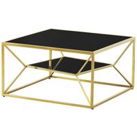 KONFERENČNÝ STOLÍK ANGEL II - čierna/zlatá, Modern, kov/sklo (70/38/70cm) - Mömax