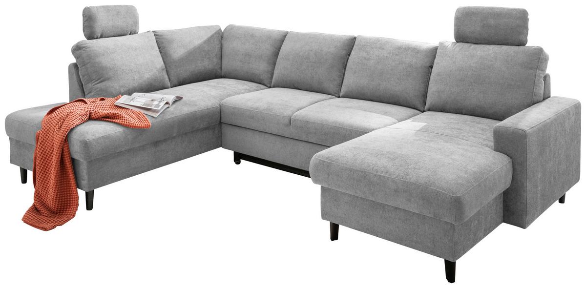 Wohnlandschaft Passione Grau U: 200x305x153 cm - Schwarz/Grau, MODERN, Textil (200/305/153cm) - Livetastic