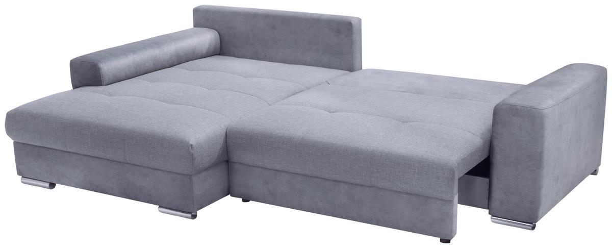 Ecksofa Laranca Blaugrau S: 177x269 cm - Chromfarben/Blaugrau, Design, Textil (177/269cm) - Livetastic