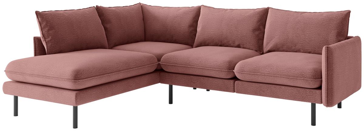 Ecksofa Samos Altrosa S: 204x267 cm - Altrosa/Schwarz, Design, Textil (204/267cm) - Livetastic