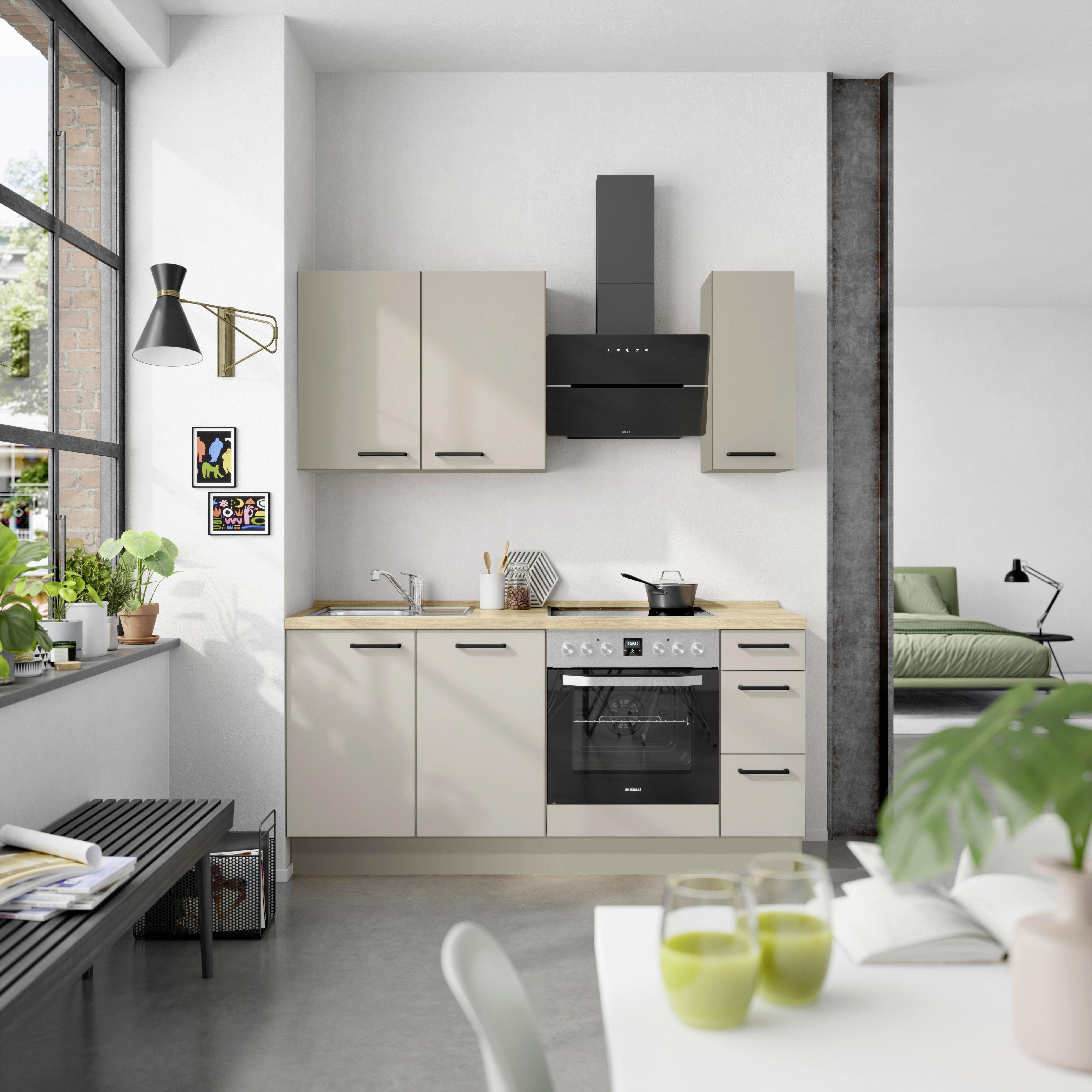 Küchenleerblock Easytouch High-Line, H1 Rechts - Sandfarben/Eichefarben, MODERN, Holzwerkstoff (180cm) - Nobilia