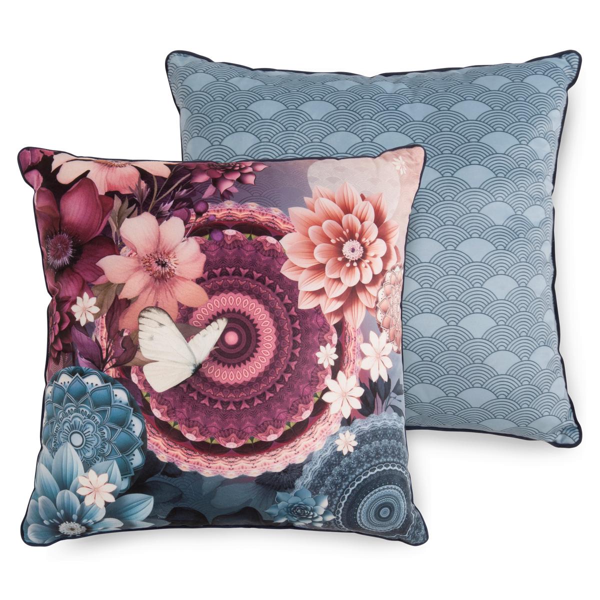 ZIERKISSEN ASHER - Blau/Bordeaux, Design, Textil (48/48cm)