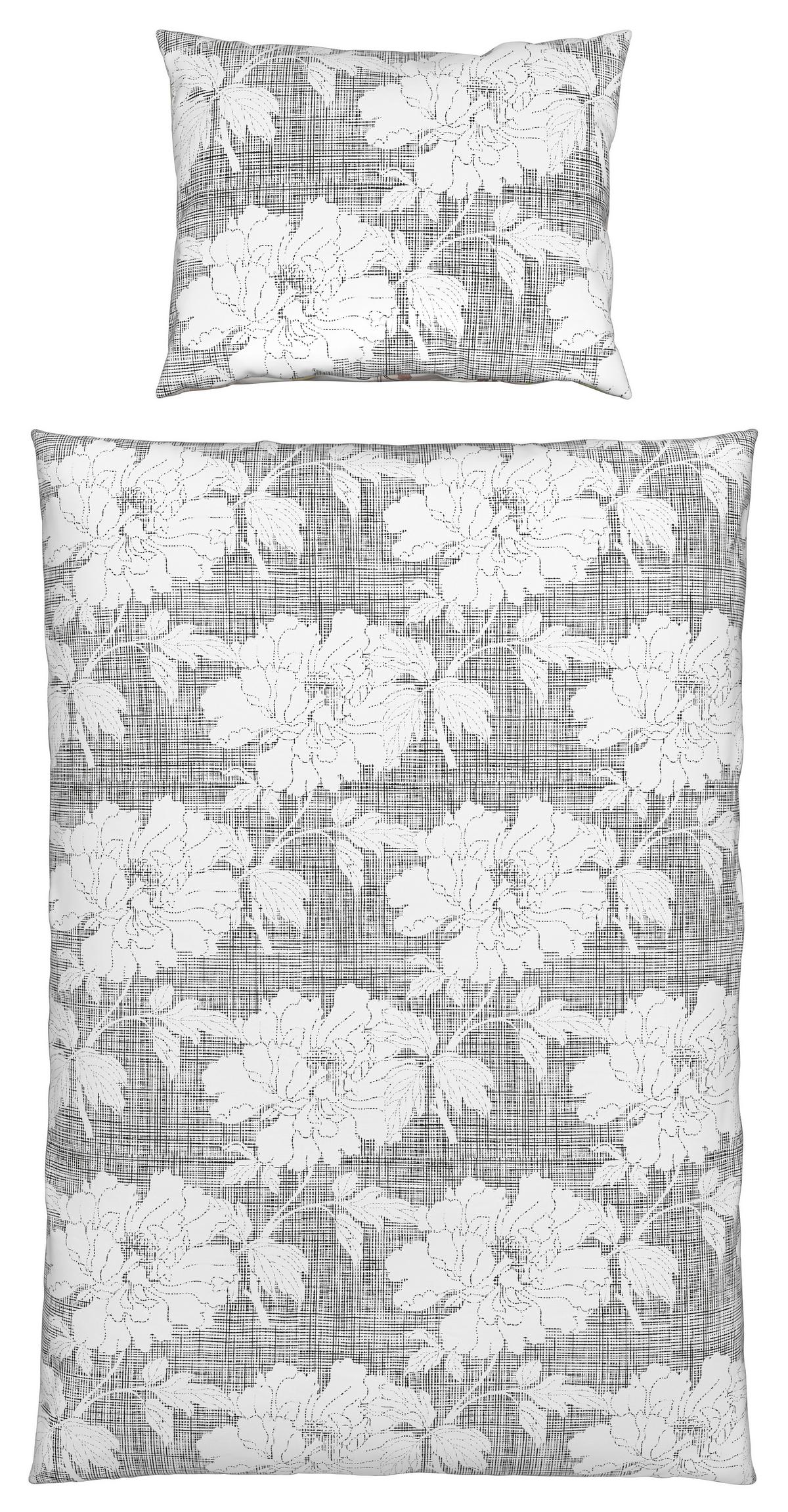 Povlečení Gundi, 70/90 140/200cm - bílá/černá, Romantický / Rustikální, textil (140/200cm) - Mömax
