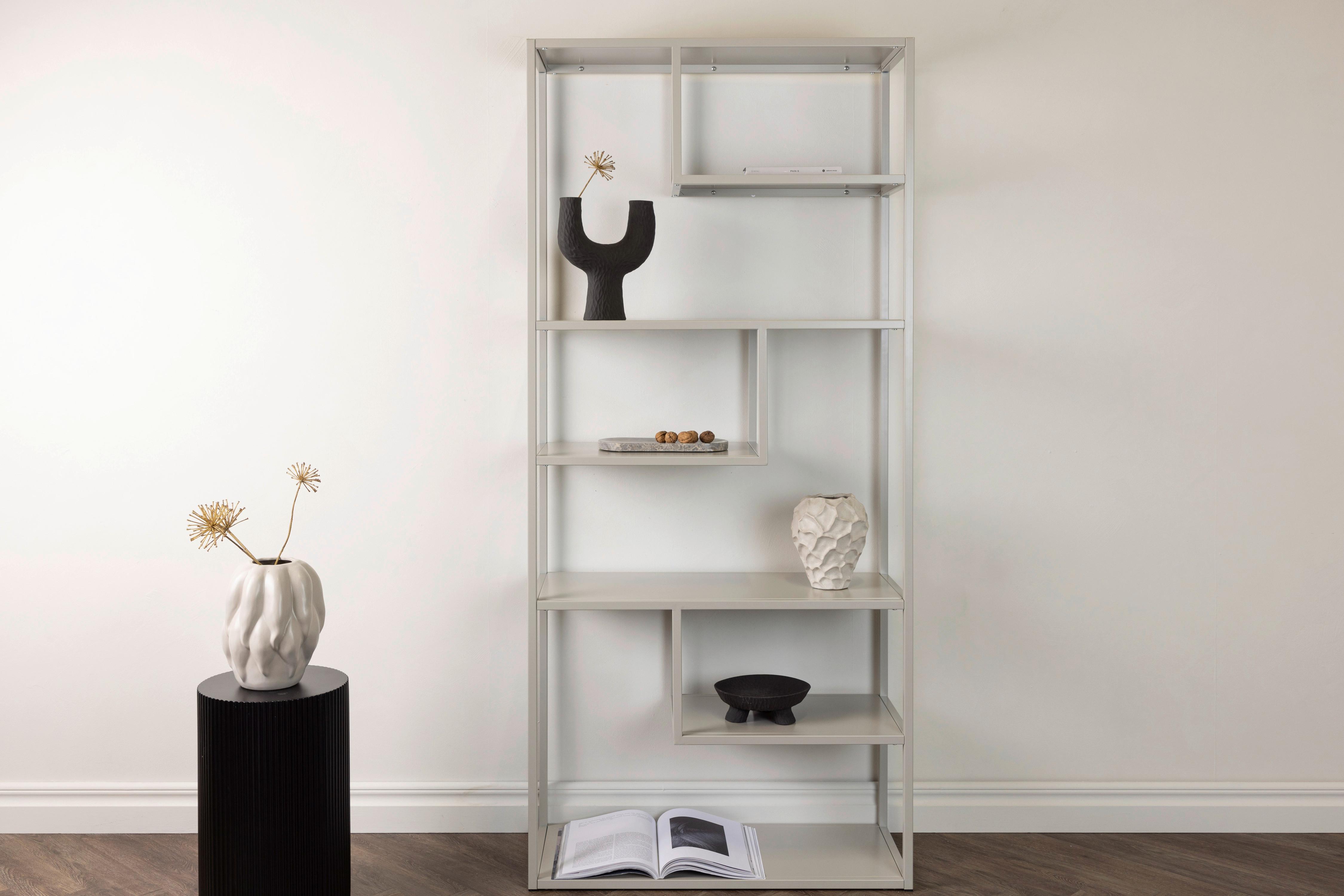 Bücherwand Staal - Beige, Design, Metall (85/188/35cm) - Livetastic