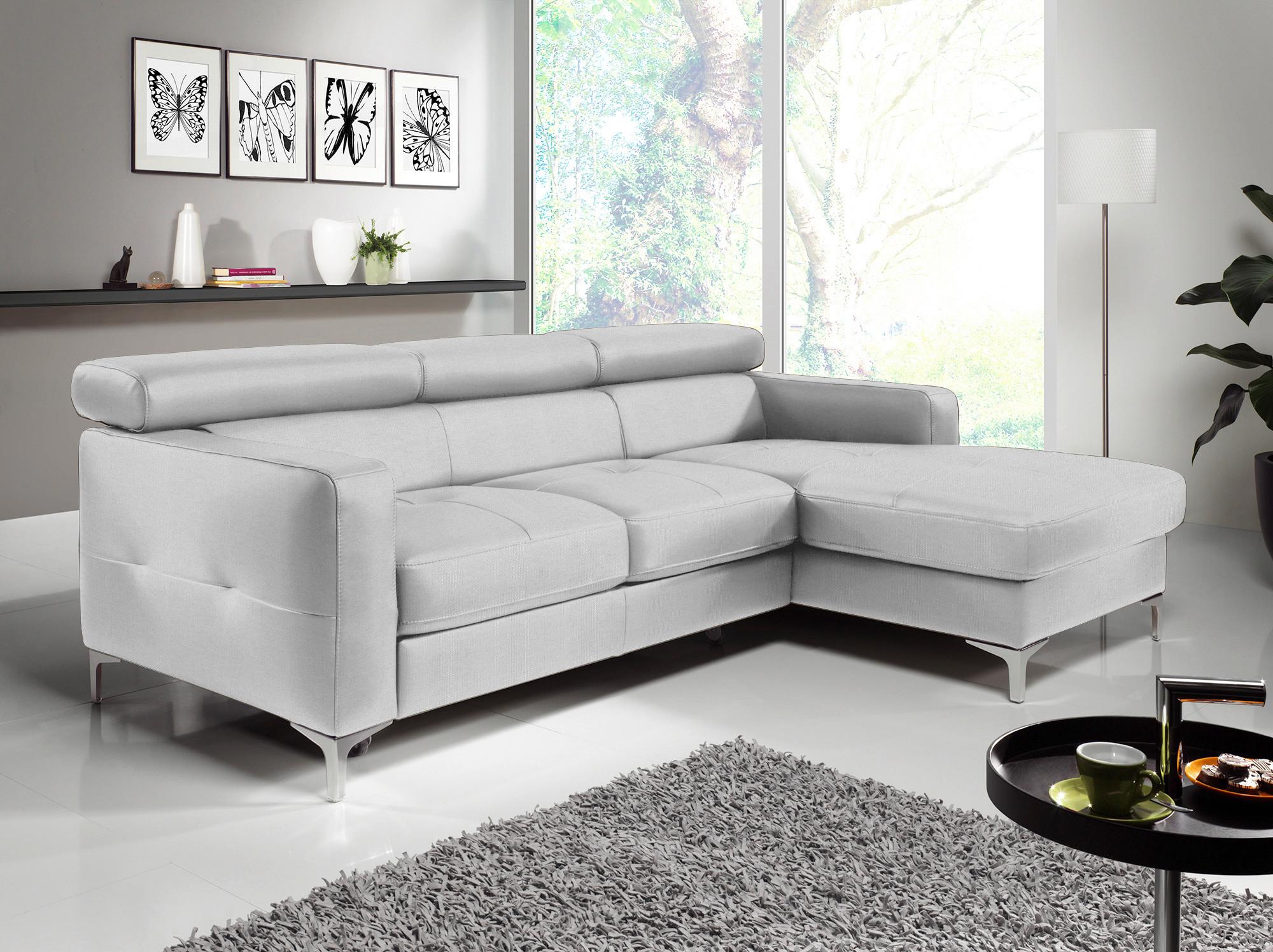 Ecksofa Sammy Hellgrau - Chromfarben/Hellgrau, Design, Textil (226/169cm) - Livetastic