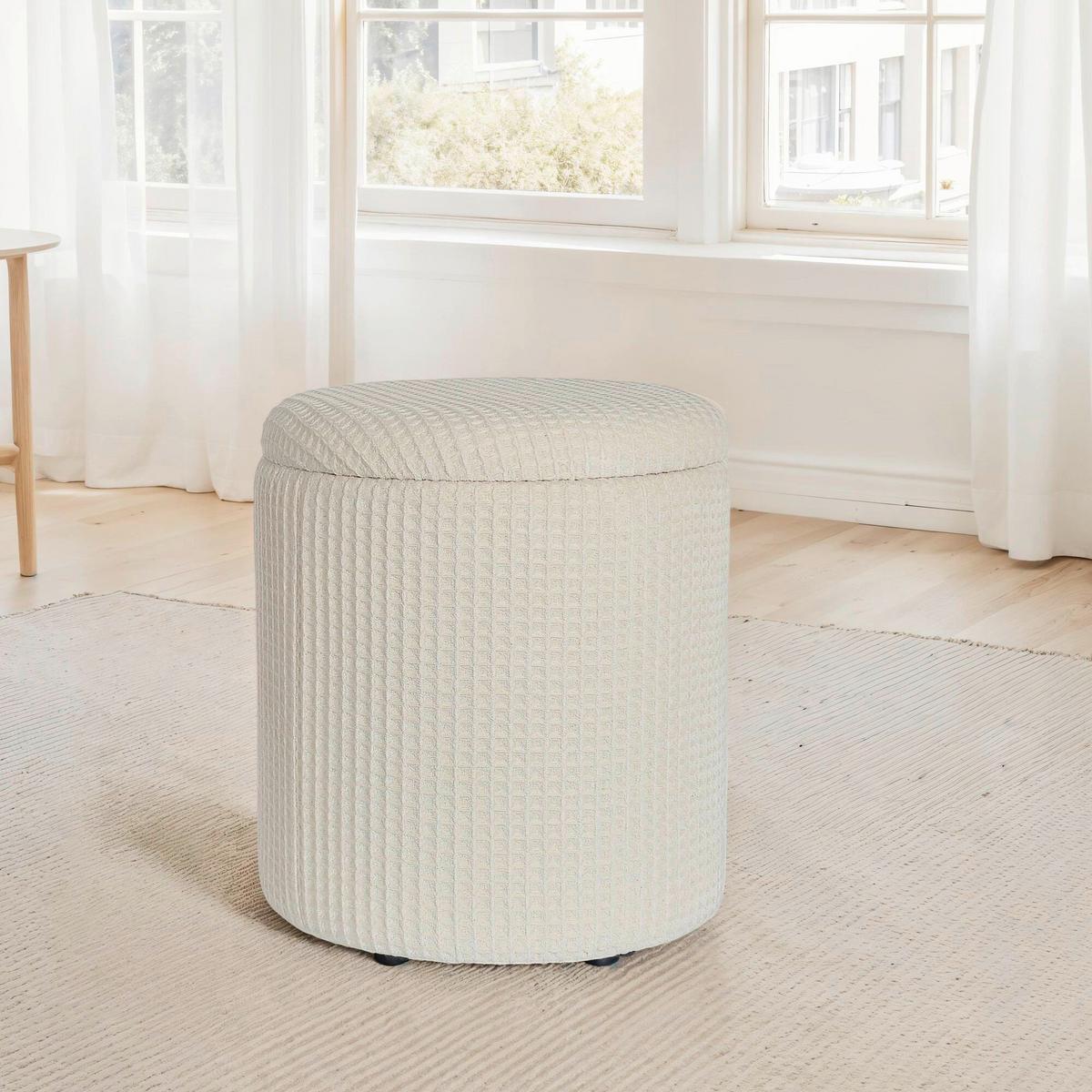 Hocker Creme B: 40cm - Creme, Design, Textil (40/45/40cm) - MID.YOU