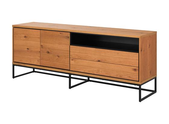 Kommode Dalarna B: 197,8cm Eichefarben - Eichefarben/Schwarz, Natur, Holzwerkstoff/Metall (197,8/75,8/45cm) - Livetastic Kommode Dalarna B: 197,8cm Eichefarben - Eichefarben/Schwarz, Natur, Holzwerkstoff/Metall (197,8/75,8/45cm) - Livetastic