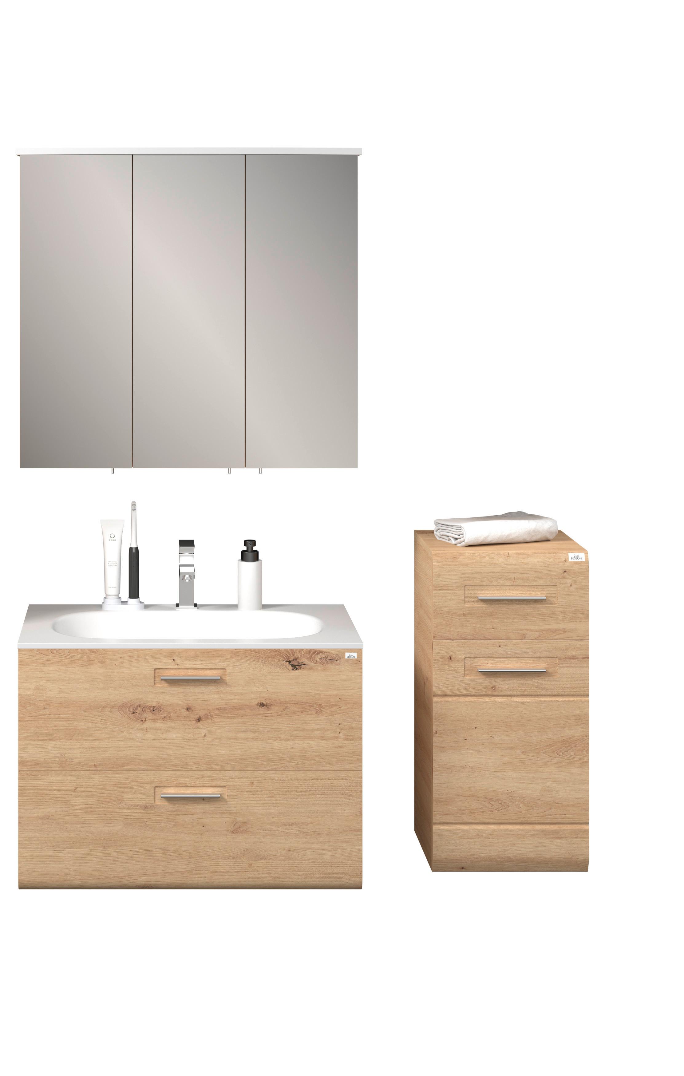 Badezimmer Avensis Eiche Dekor 4-teilig - Eichefarben/Weiß, MODERN, Keramik/Holzwerkstoff (135/144/45cm) - Luca Bessoni