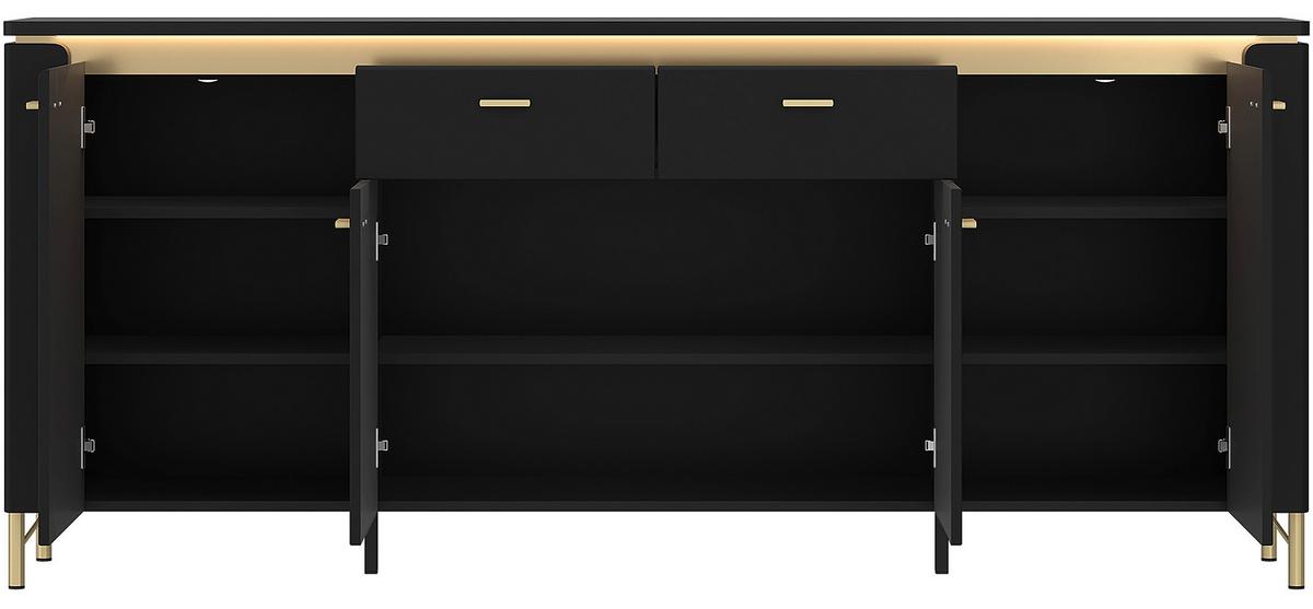 Kommode Norica Goldfarben/Schwarz B: 200,3 cm - Goldfarben/Schwarz, Trend, Holzwerkstoff (200,3/87,3/40cm)