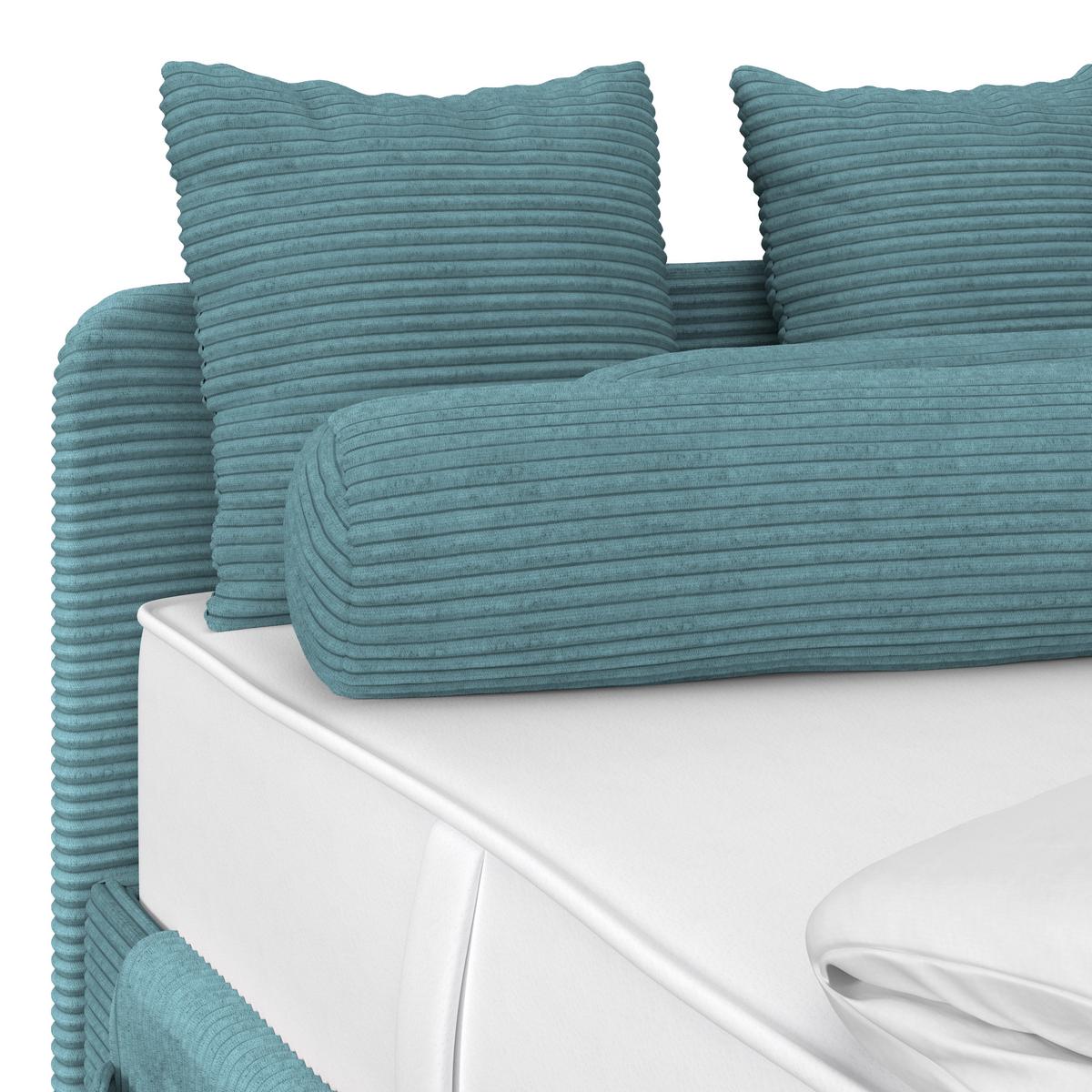 Kárpitozott Ágy Remi 90/200cm - kék/ezüstszínű, Modern, textil/fa (90/200cm)