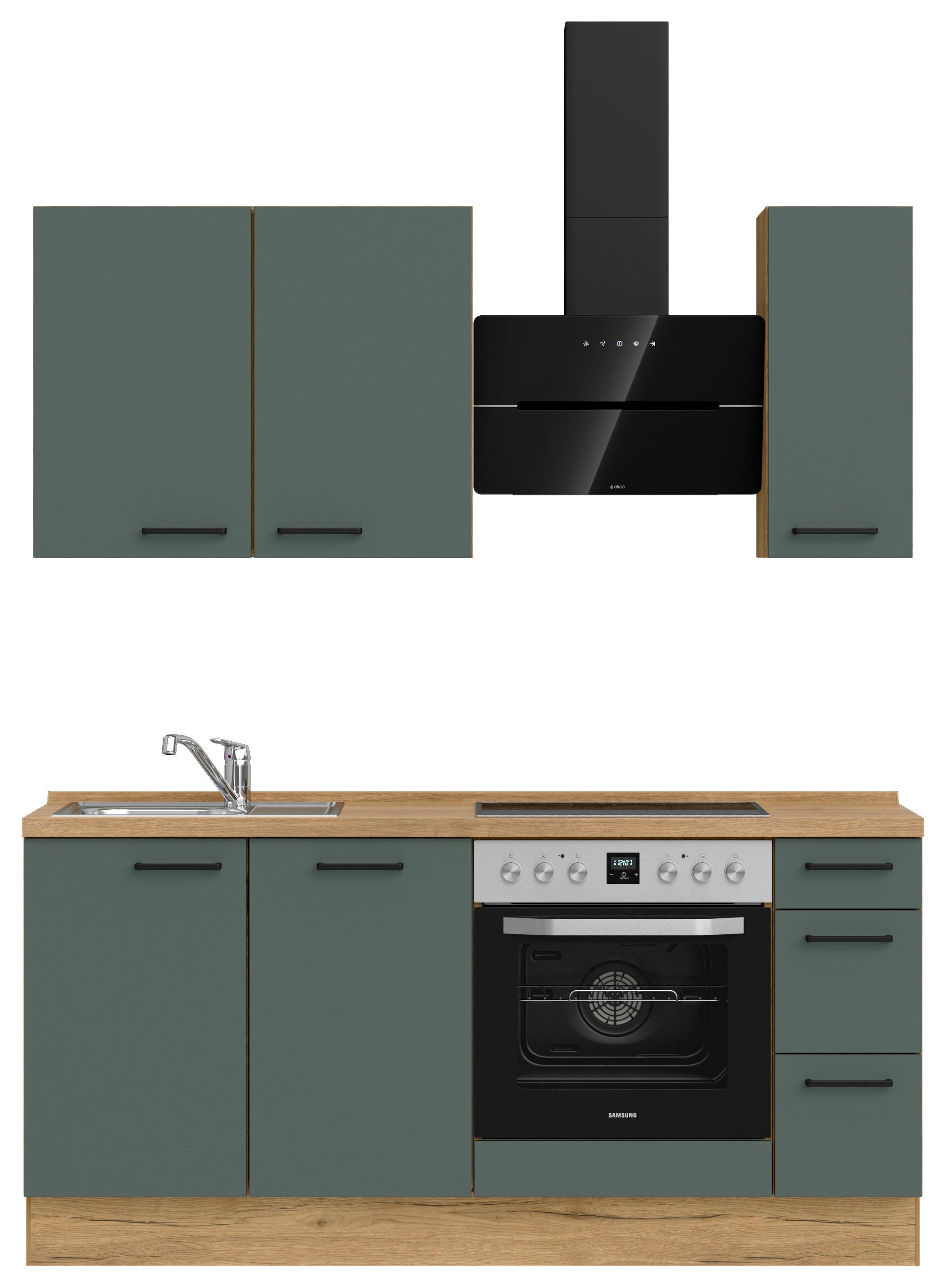 Küchenleerblock Easytouch High-Line, H1 Rechts - Dunkelgrün/Eichefarben, MODERN, Holzwerkstoff (180cm) - Nobilia