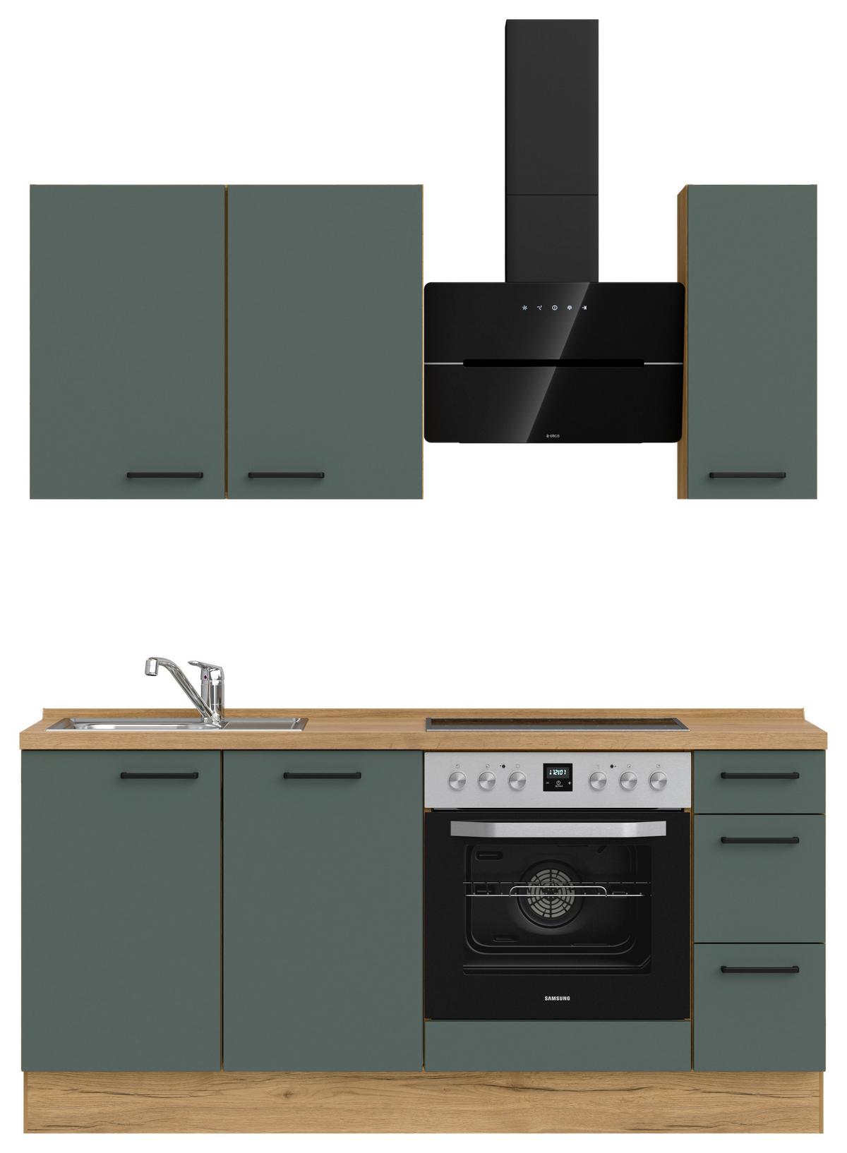 Küchenleerblock Easytouch High-Line, H1 Rechts - Dunkelgrün/Eichefarben, MODERN, Holzwerkstoff (180cm) - Nobilia