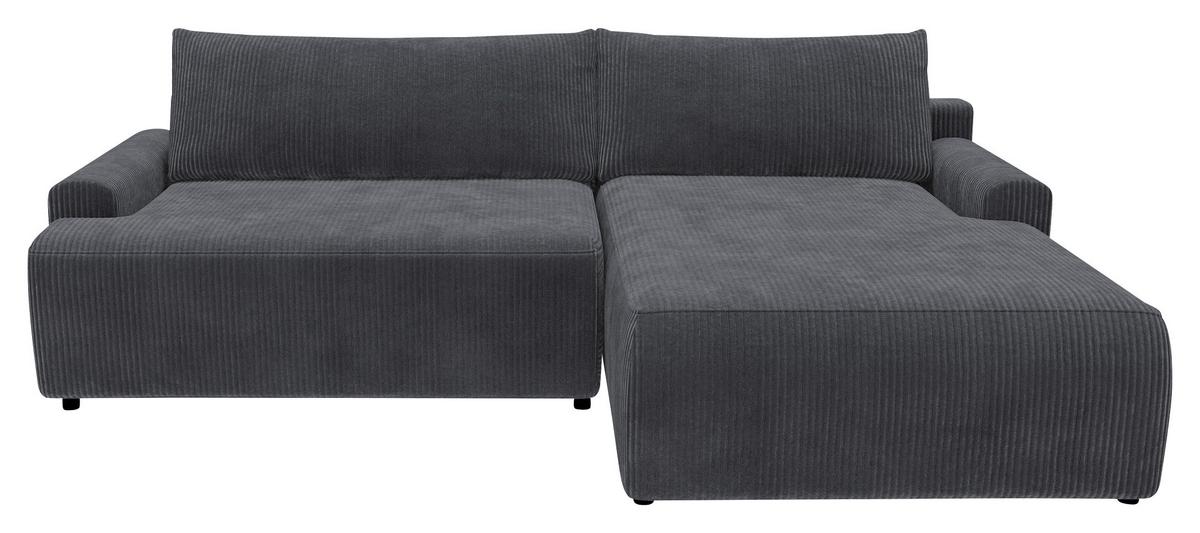 Eckschlafsofa Prag, Anthrazit S: 253x167 cm - Anthrazit/Schwarz, MODERN, Textil (253/167cm) - Trendmanufaktur