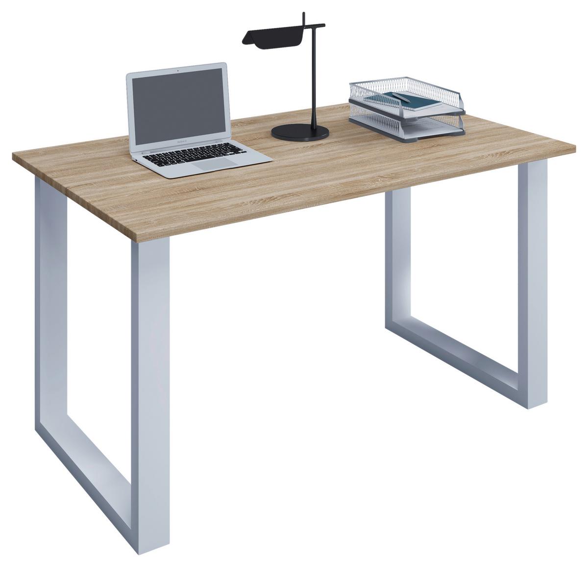 Schreibtisch Lona L: 110 Cm Weiß/eiche - Weiß/Sonoma Eiche, MODERN, Holzwerkstoff/Metall (110/50/76cm) - MID.YOU