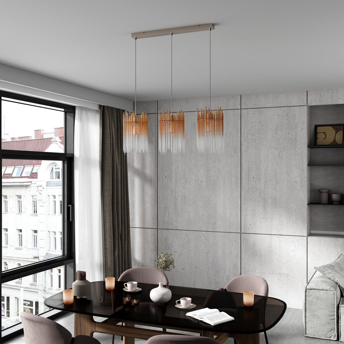 HÄNGELEUCHTE STAB - Champagner/Transparent, MODERN, Glas/Kunststoff (81/20/150cm)