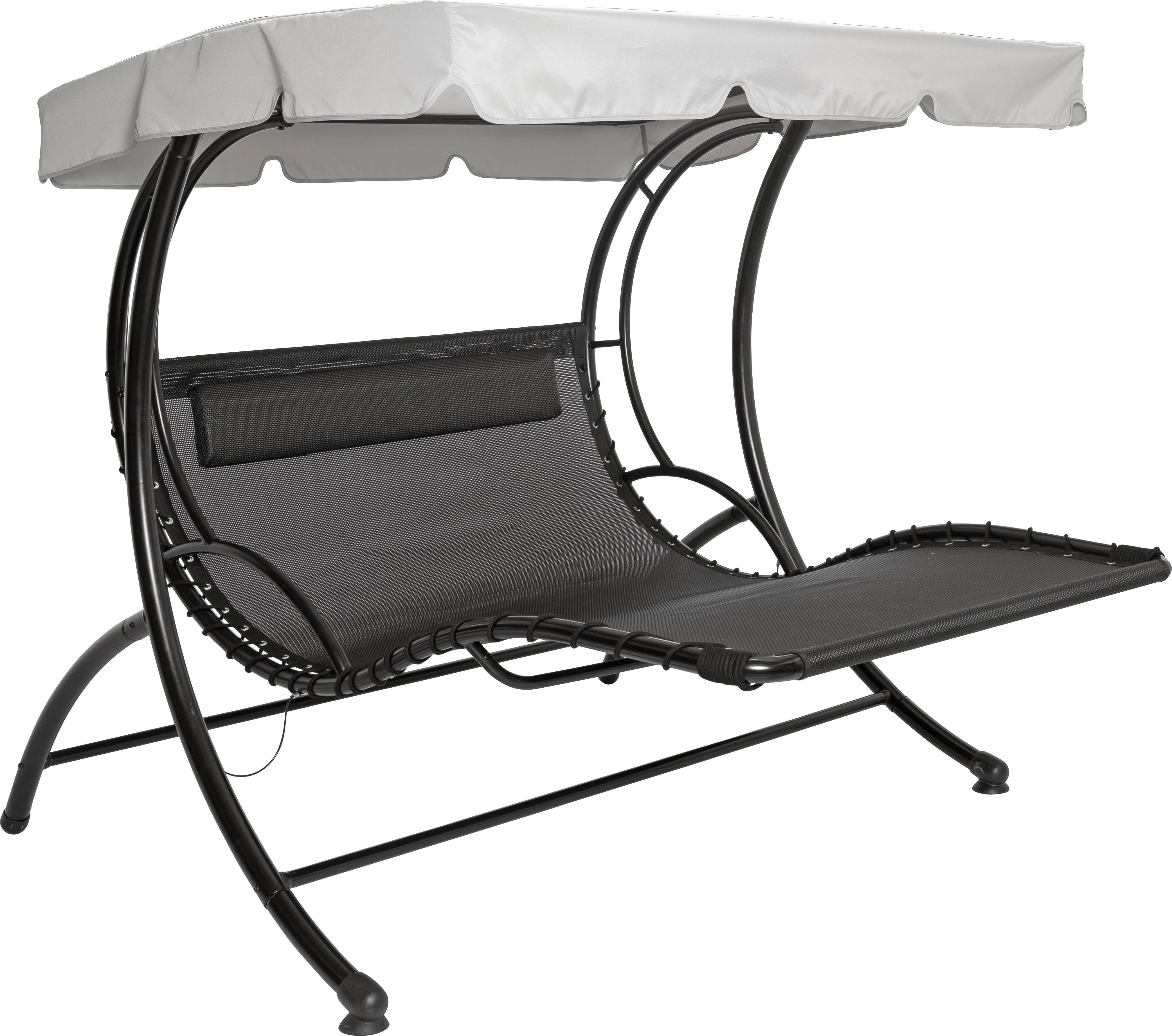 Hollywoodschaukel Mit Sonnendach Monaco 2 Personen - Schwarz, MODERN, Textil/Metall (169/174/177cm) - Luca Bessoni