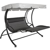 Hollywoodschaukel Mit Sonnendach Monaco 2 Personen - Schwarz, MODERN, Textil/Metall (169/174/177cm) - Luca Bessoni