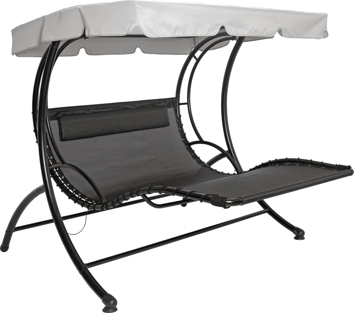 Hollywoodschaukel Mit Sonnendach Monaco 2 Personen - Schwarz, MODERN, Textil/Metall (169/174/177cm) - Luca Bessoni