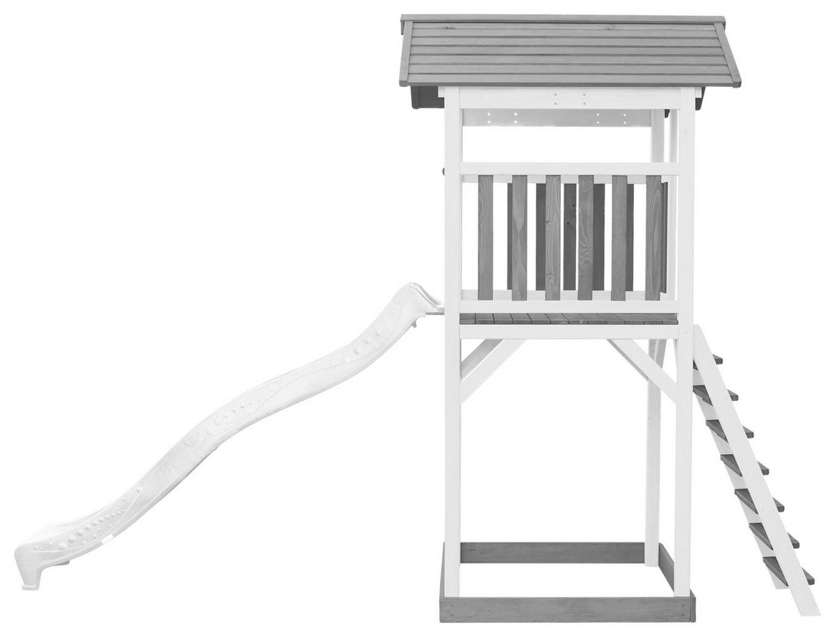 Spielturm A025.120.92 - Weiß/Grau, KONVENTIONELL, Holz/Kunststoff (111,2/241,9/349cm) - Ambia Garden