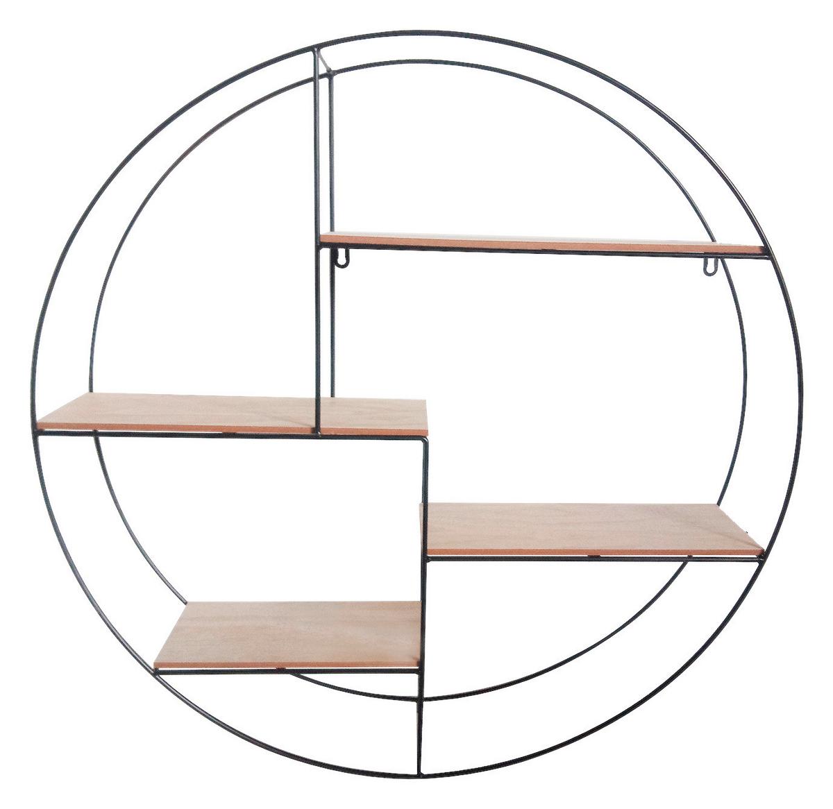 Falipolc Rom 1 - fekete/mandulafenyő színű, Modern, faalapú anyag/fém (70/70/15cm)