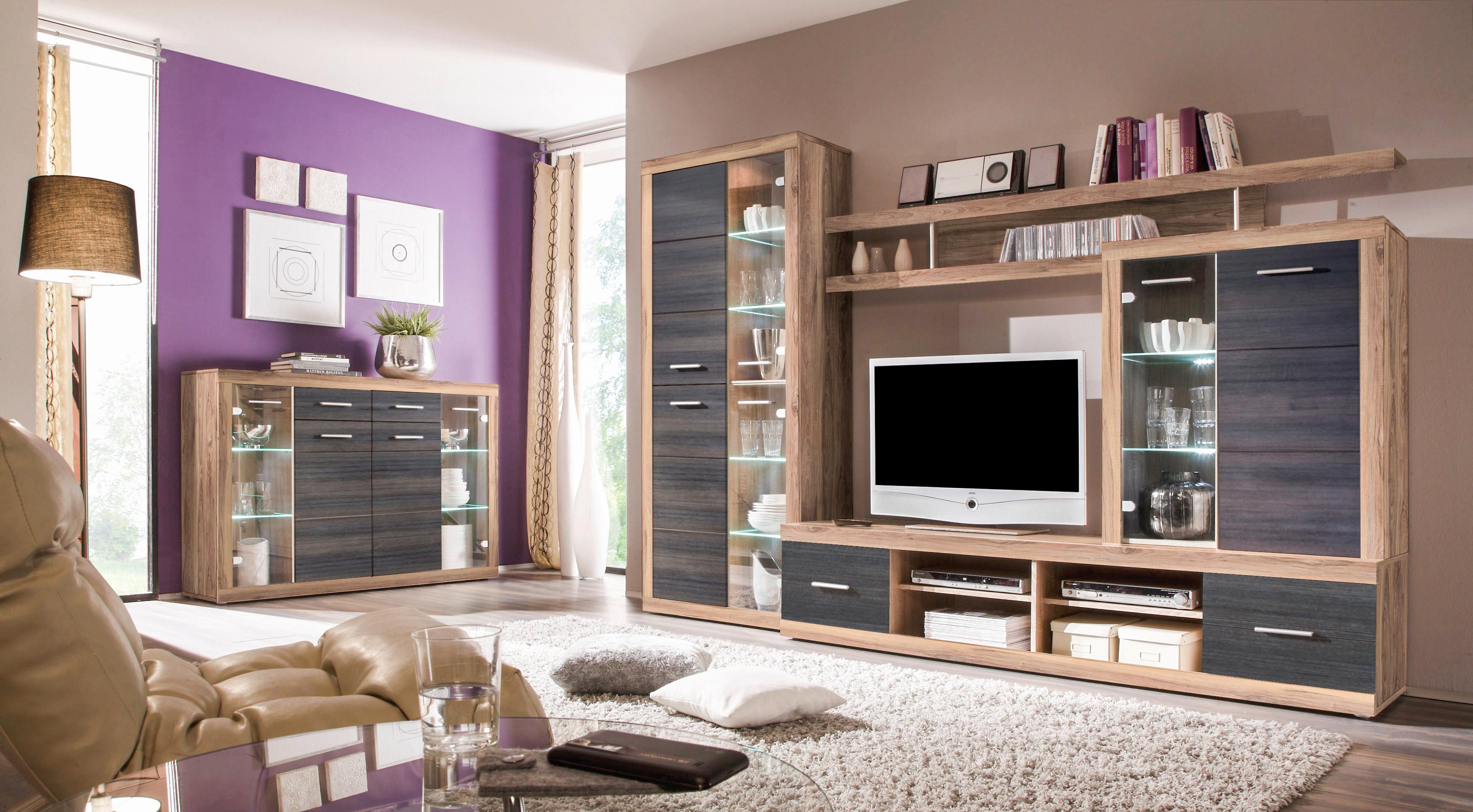 Komód Cancan - barna/diófa színű, Modern, faalapú anyag/Üveg (150/104/40cm)