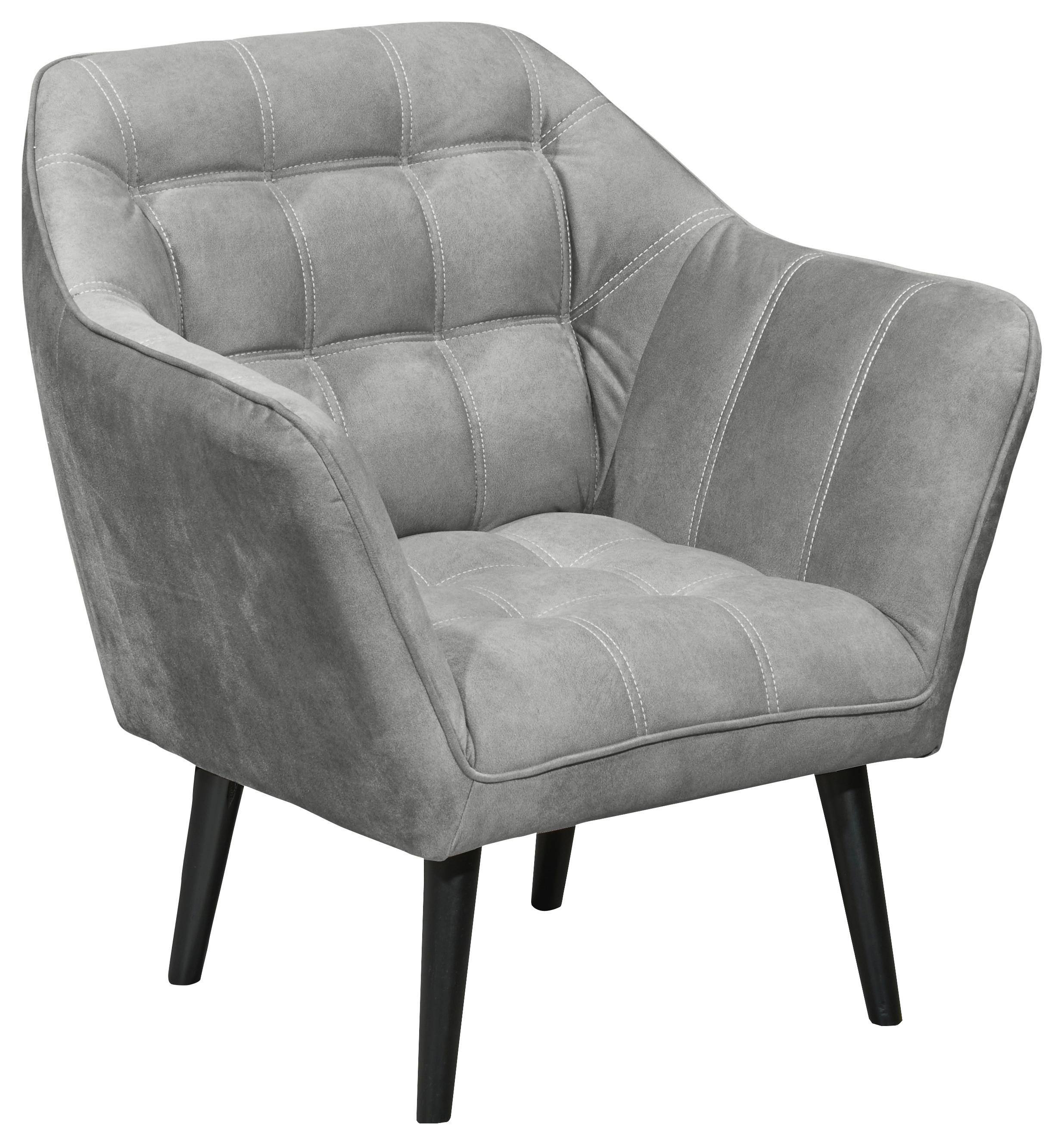 Polstersessel mit Armlehnen Max Stoffbezug Grau - Schwarz/Grau, MODERN, Holzwerkstoff/Textil (84/87/70cm) - MID.YOU