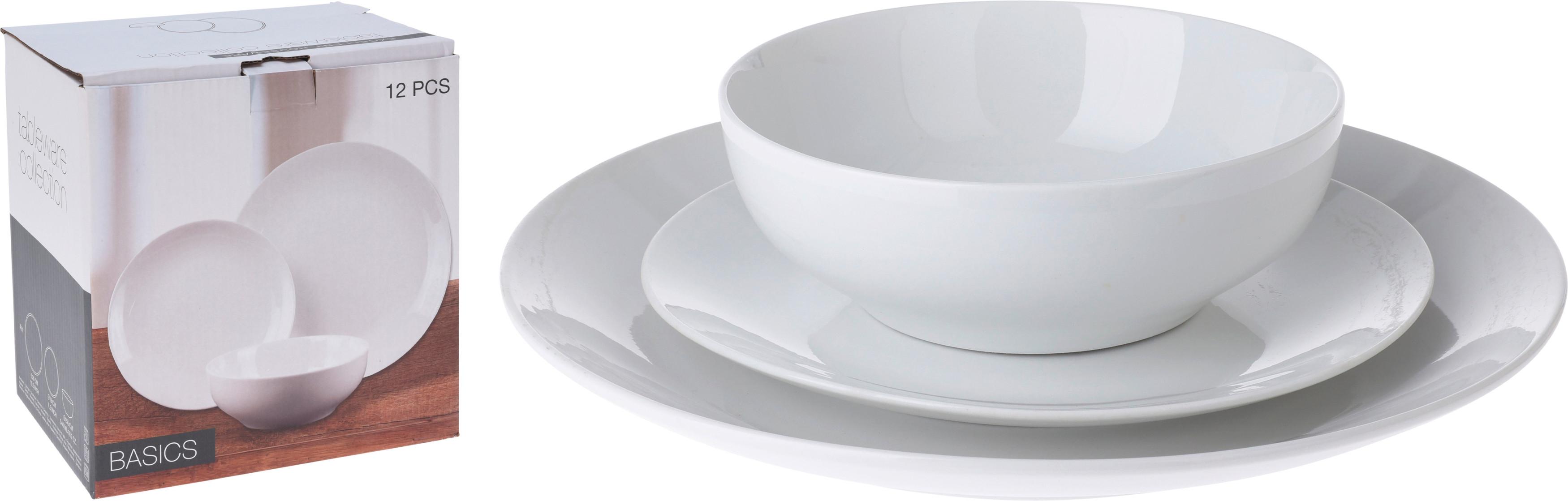 Tafelservice Weiß für 4 Personen, 12tlg. - Weiß, Basics, Keramik (28,3/20/28,5cm)