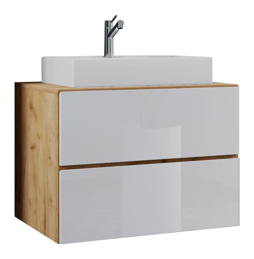 Waschtischkombi Lendas2-Teilighonigeicheb:60cm - Honigeiche/Weiß, MODERN, Keramik/Holzwerkstoff (60cm) - MID.YOU