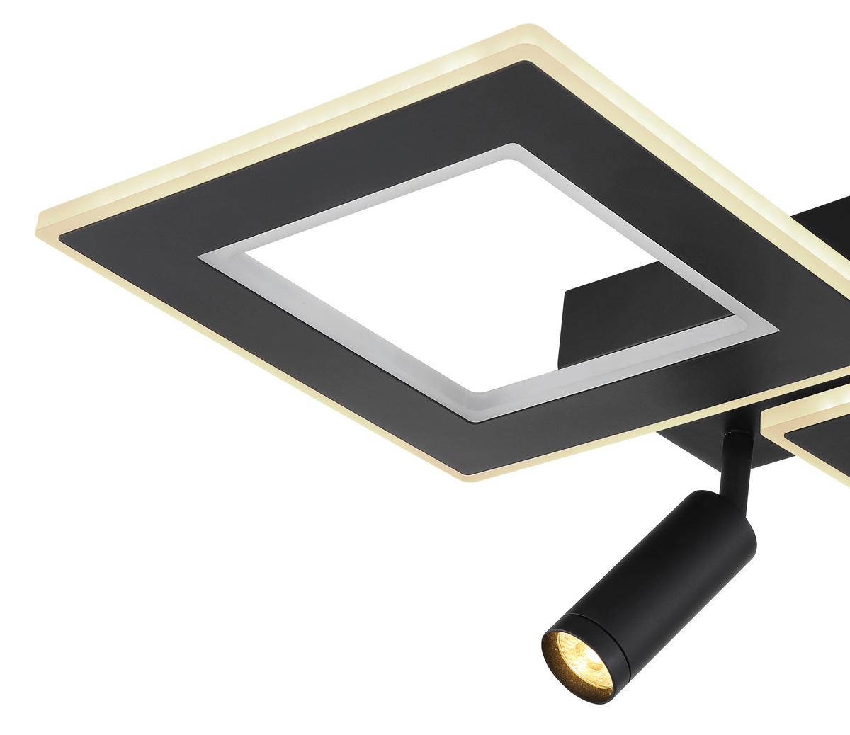 LED-Deckenleuchte L: 54 cm, 1-Flammig - Opal/Schwarz, Design, Kunststoff/Metall (54/41/11,5cm) - Globo