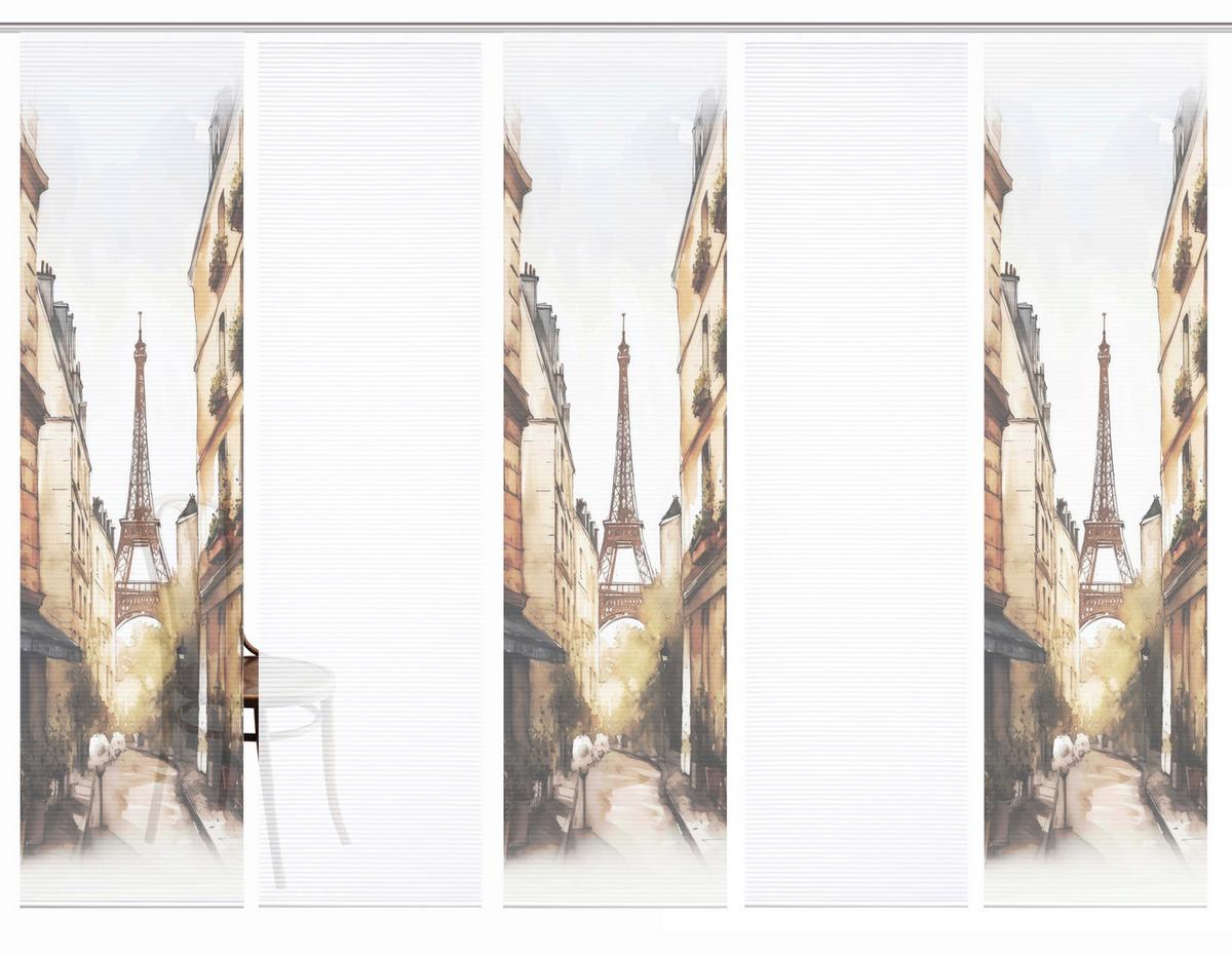 Flächenvorhang Francq 5er Set - Naturfarben/Weiß, LIFESTYLE, Textil (60/245cm)