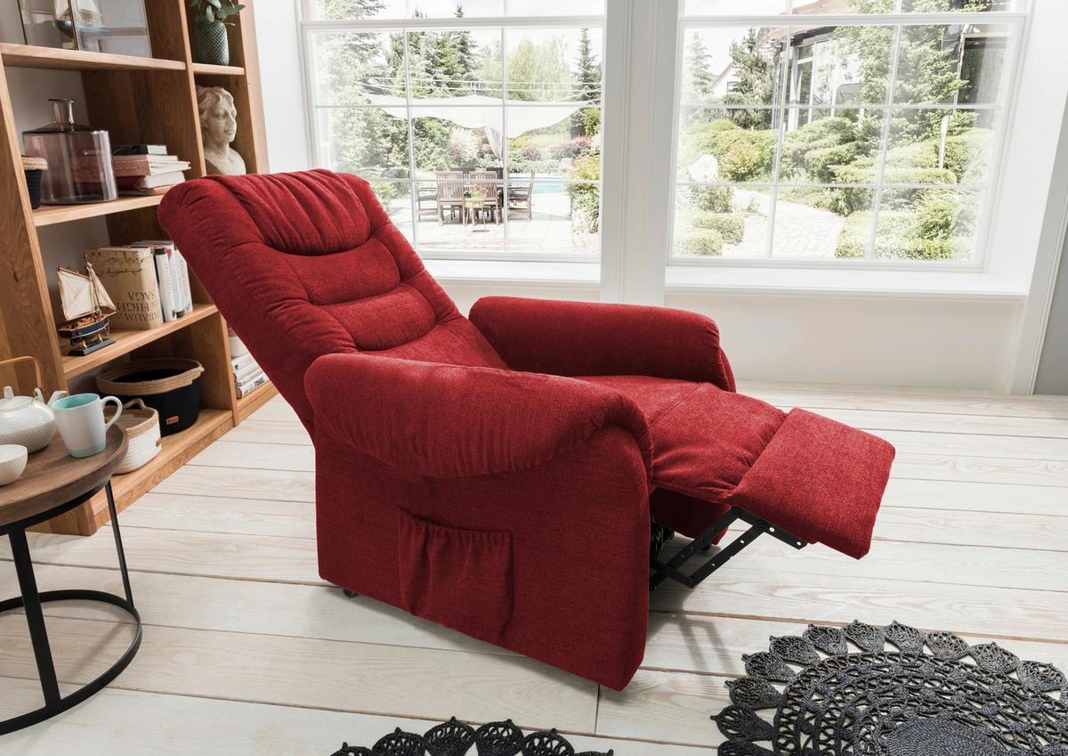Fernsehsessel Nino Rot B: 76 Cm - Dunkelgrün/Rot, Design, Textil (76/106/94cm) - Livetastic
