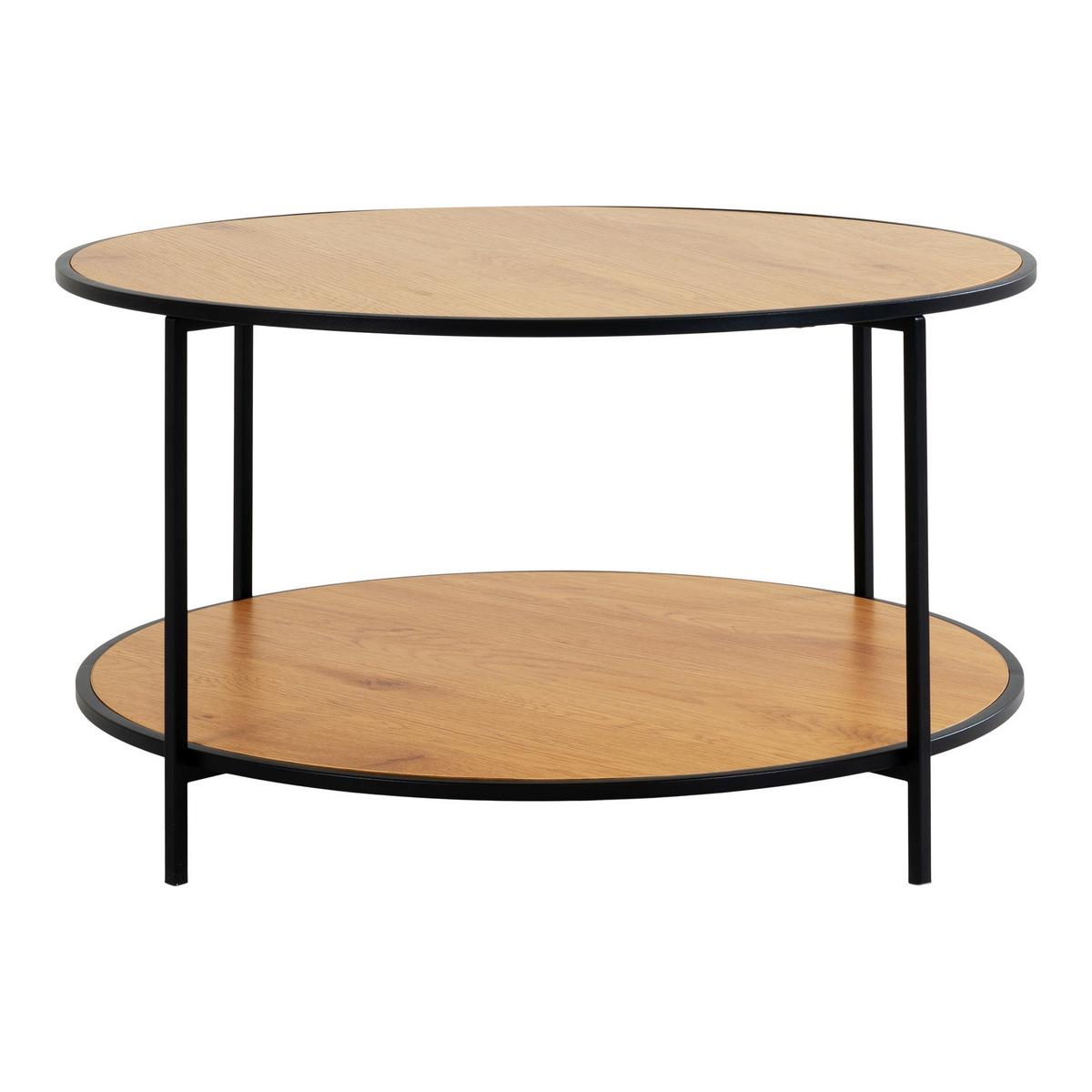 Couchtisch Vita Eichefarben B: 80cm - Eichefarben/Schwarz, Design, Holzwerkstoff/Metall (80/80/45cm) - MID.YOU