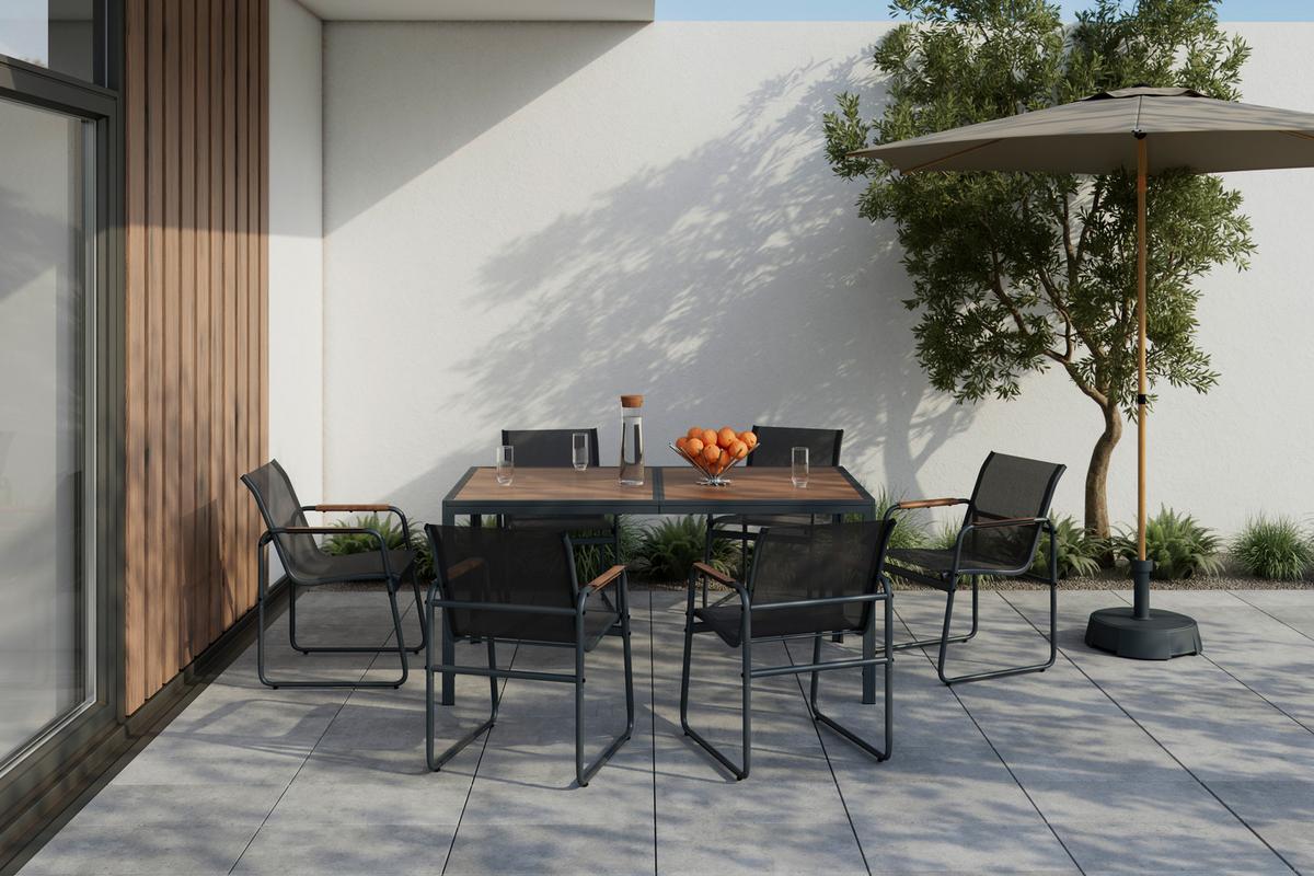 Kerti Bútorszett Genua - natúr/sötétszürke, Modern, műanyag/textil (53/160/82/75/59,5/90cm) - Best Price