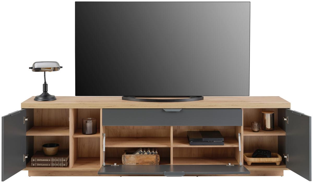 TV-Element Jake Anthrazit/Eiche Dekor B: 213cm - Anthrazit/Eiche Artisan, Trend, Holzwerkstoff (213/61,5/38cm)