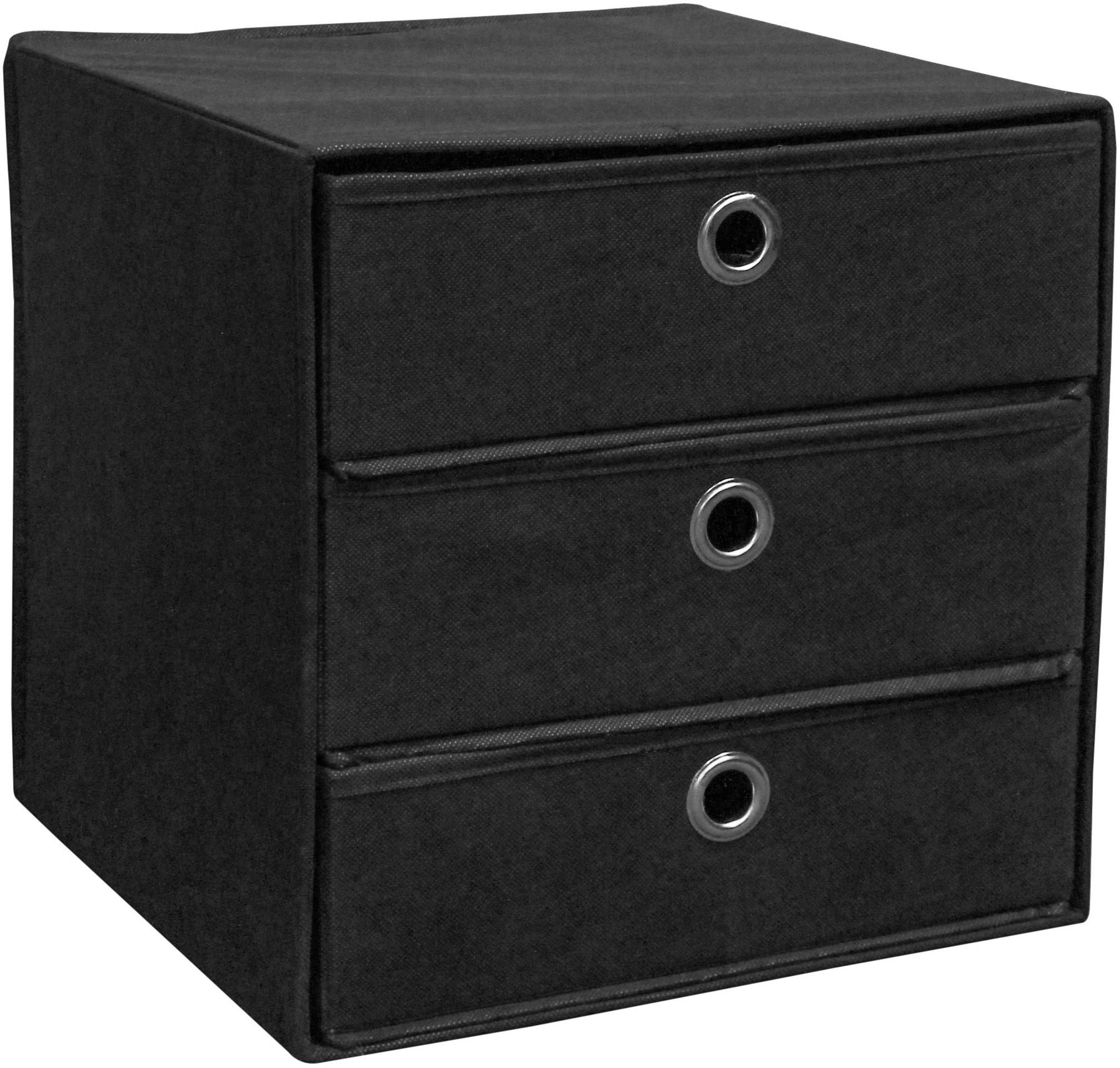 ZÁSUVKOVÝ BOX LISA - černá, Moderní, kov/textil (32/32/32cm)