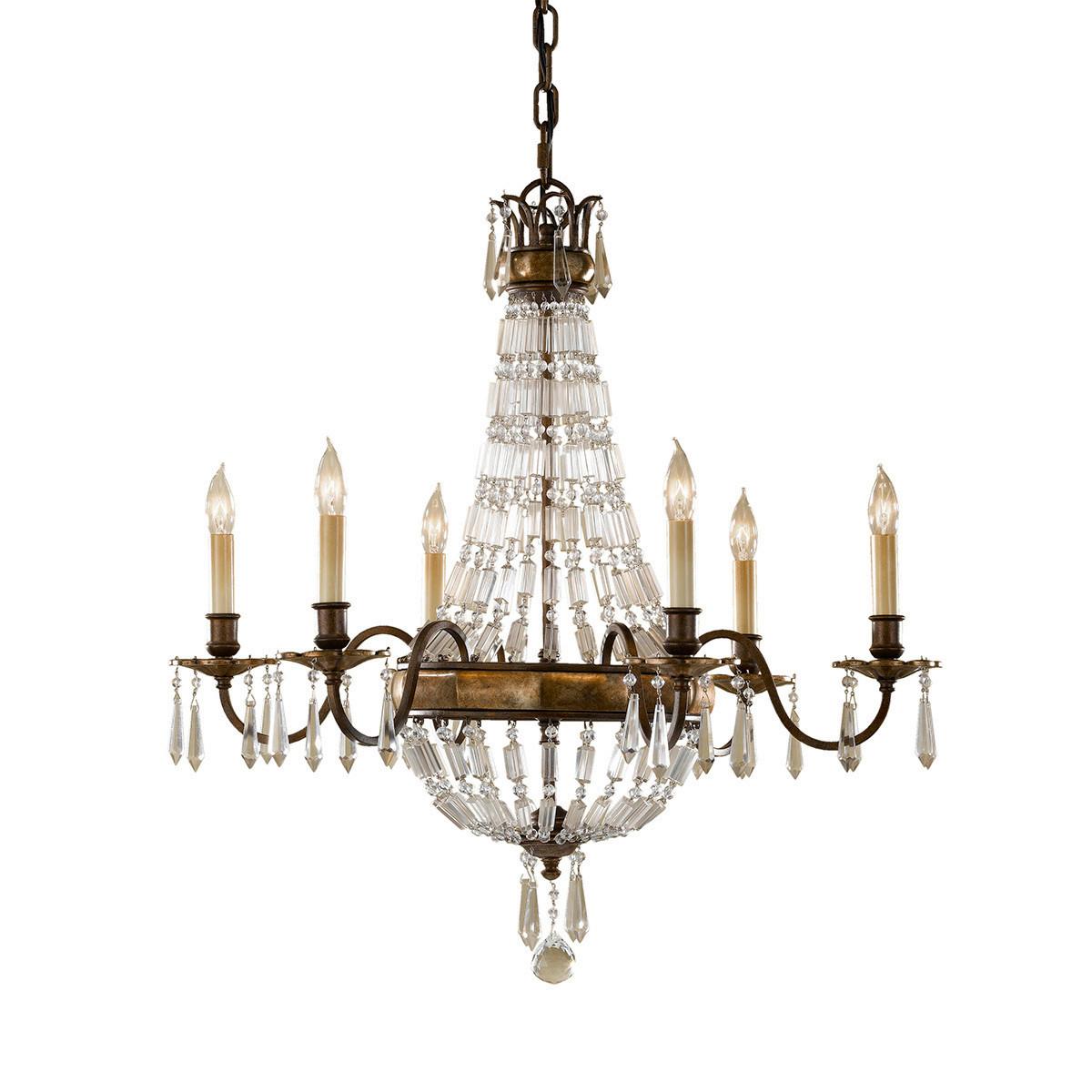 Kronleuchter Fe-Bellini H: 81,5 cm 6-Flammig - Bronzefarben, KONVENTIONELL, Glas/Metall (68.6/81.5cm) - Elstead Lighting