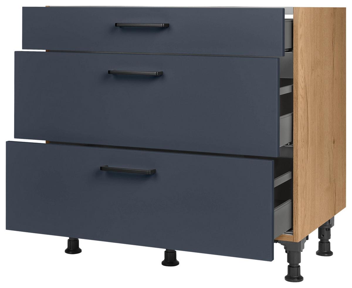 Kochfeldumbauschrank Easytouch - Blau/Eichefarben, MODERN, Holzwerkstoff (90,0/87,0/56,0cm) - Nobilia