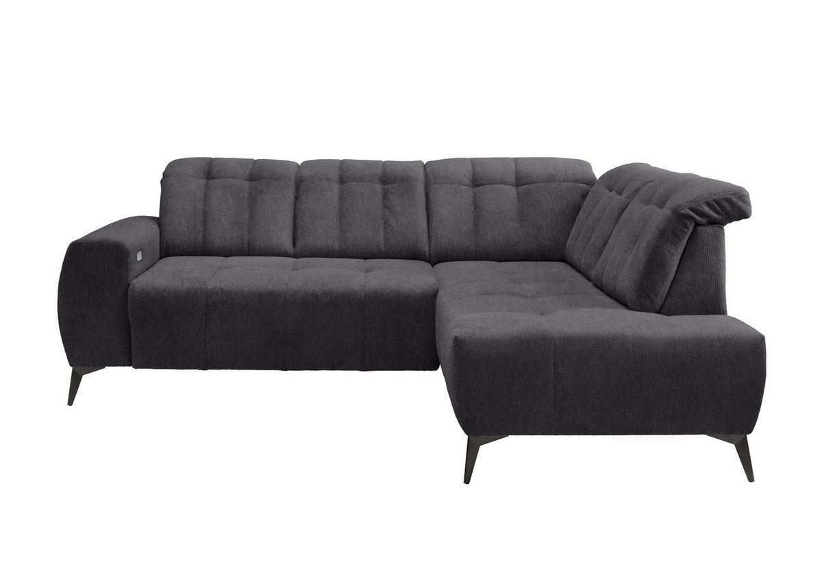 Ecksofa Mit Usb Anschluss Sano, Anthrazit, S: 261x200 Cm - Anthrazit/Schwarz, MODERN, Textil (261/200cm) - Livetastic