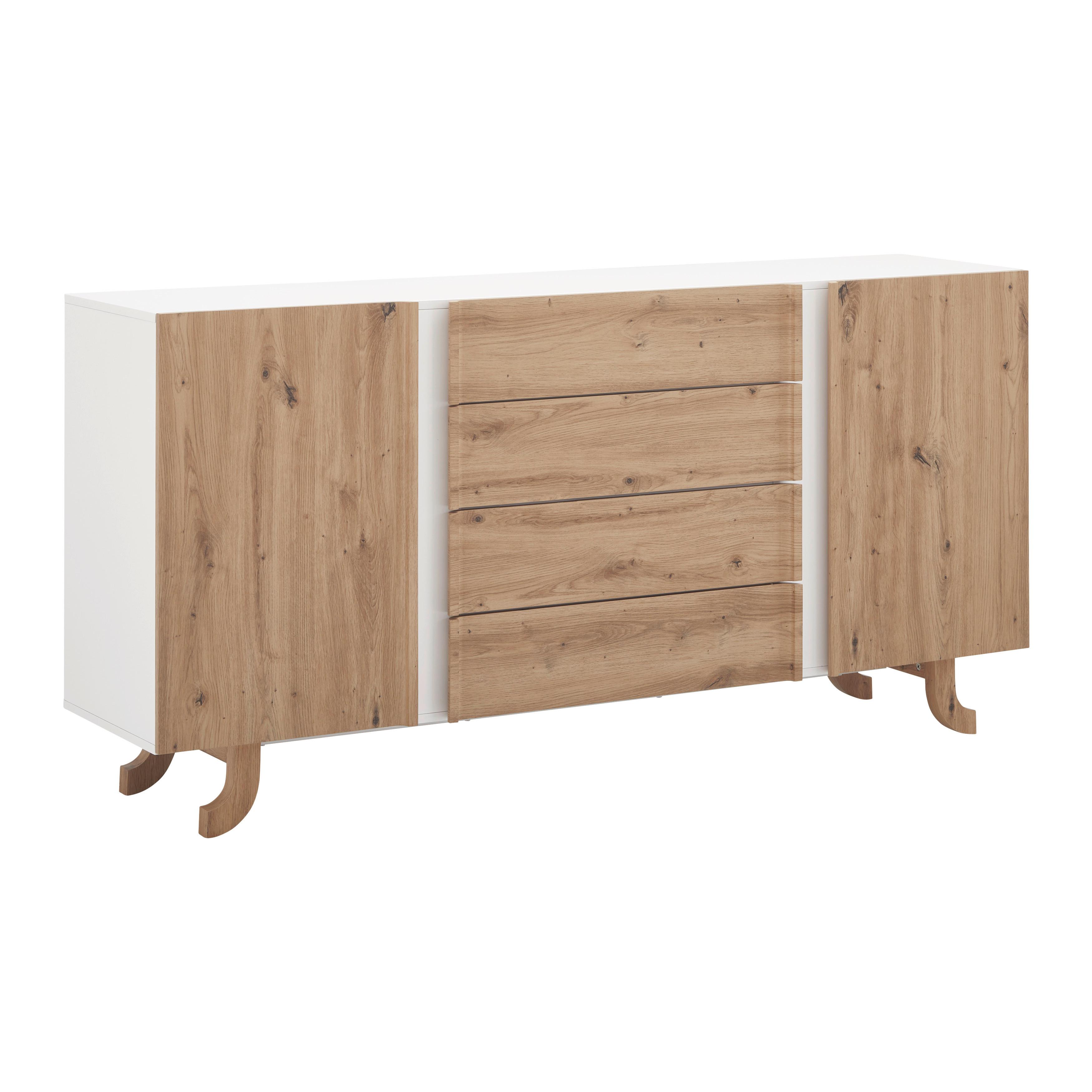 Komoda VIRA - biela/farba borovice, Modern, drevo (172/85/43cm) - Bessagi Home