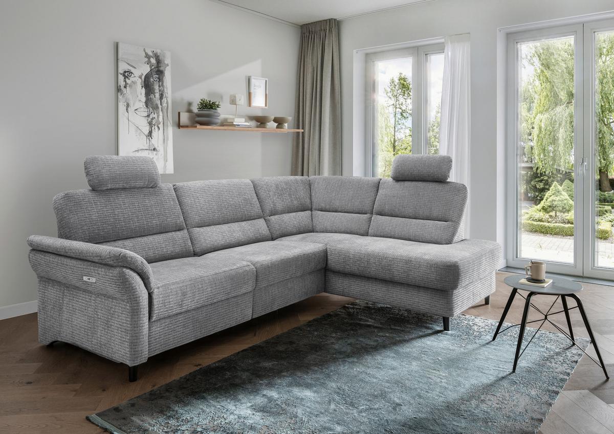 Ecksofa Cavoli Grau Relaxfunktion S: 266x190 Cm - Schwarz/Weiß, MODERN, Textil (266/190cm) - Livetastic