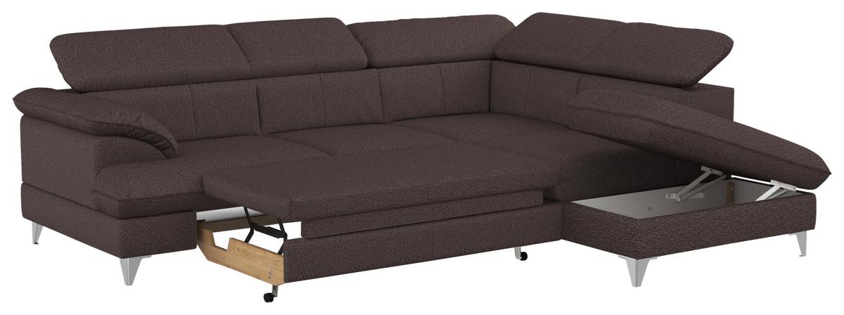 Sedacia súprava DAVID, hnedá - hnedá/chrómová, Lifestyle, kov/textil (254/167cm)