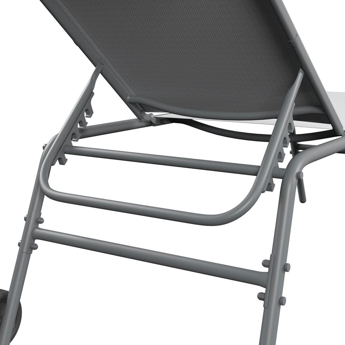 Sonnenliege Sevilla - Dunkelgrau/Hellgrau, MODERN, Textil/Metall (195/63/45cm) - Beldano