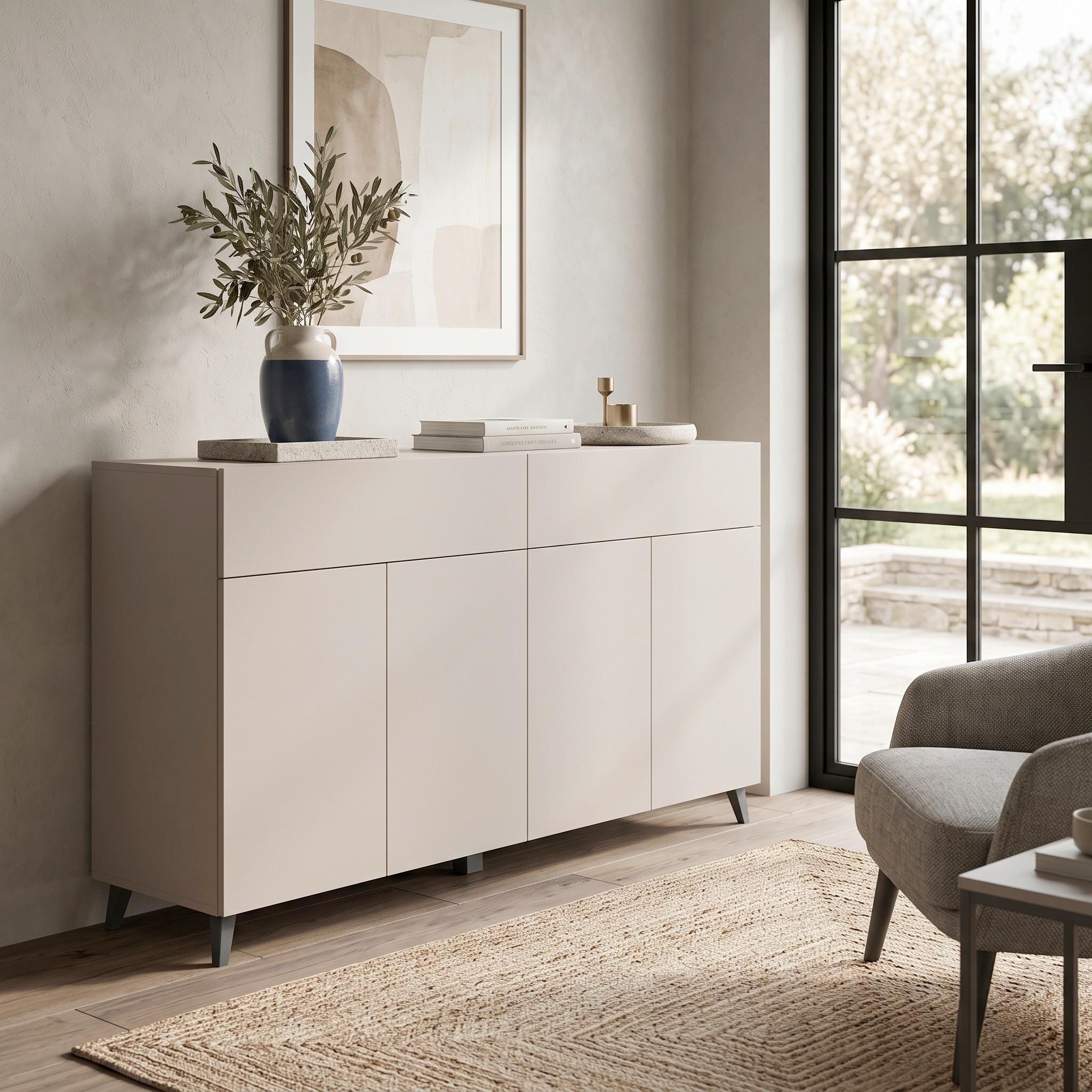 Tálalószekrény Phuket Sideboard 160 - kasmírszínű, Design, faalapú anyag (160/95,4/39cm) - P & B