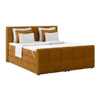 Boxspringbett mit Topper und Bettkasten 180x200 cm Medino - Senfgelb, KONVENTIONELL, Holz/Holzwerkstoff (180/200cm)