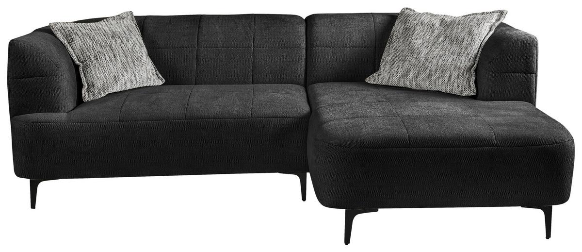 Ecksofa Lou Dunkelgrün/schwarz, 247 Cm - Dunkelgrün/Schwarz, Design, Textil (247/158cm) - MID.YOU