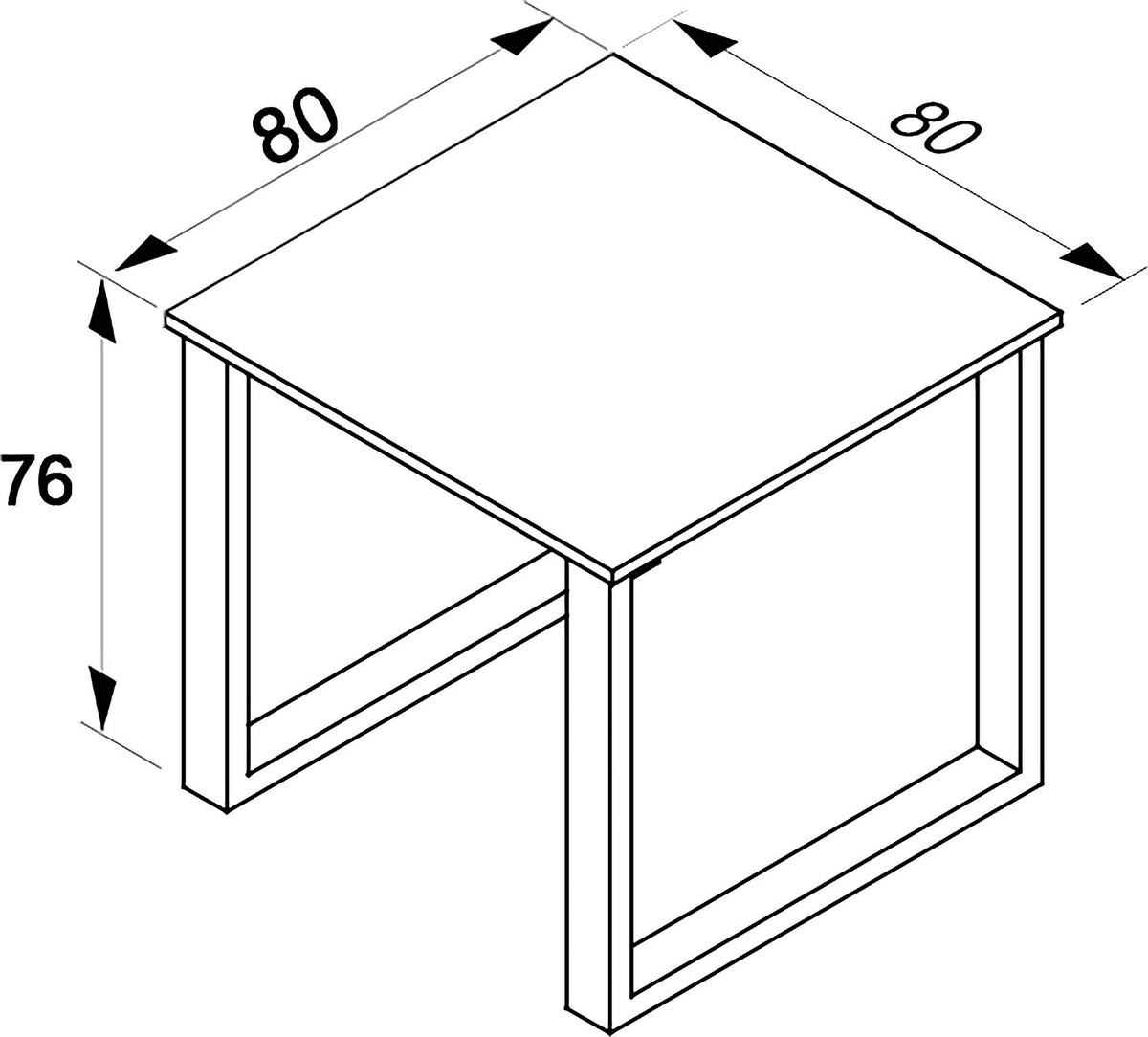 L: 80 Cm Schwarz, Honigeiche - Honigeiche/Schwarz, Design, Holzwerkstoff/Metall (80/80/76cm) - MID.YOU