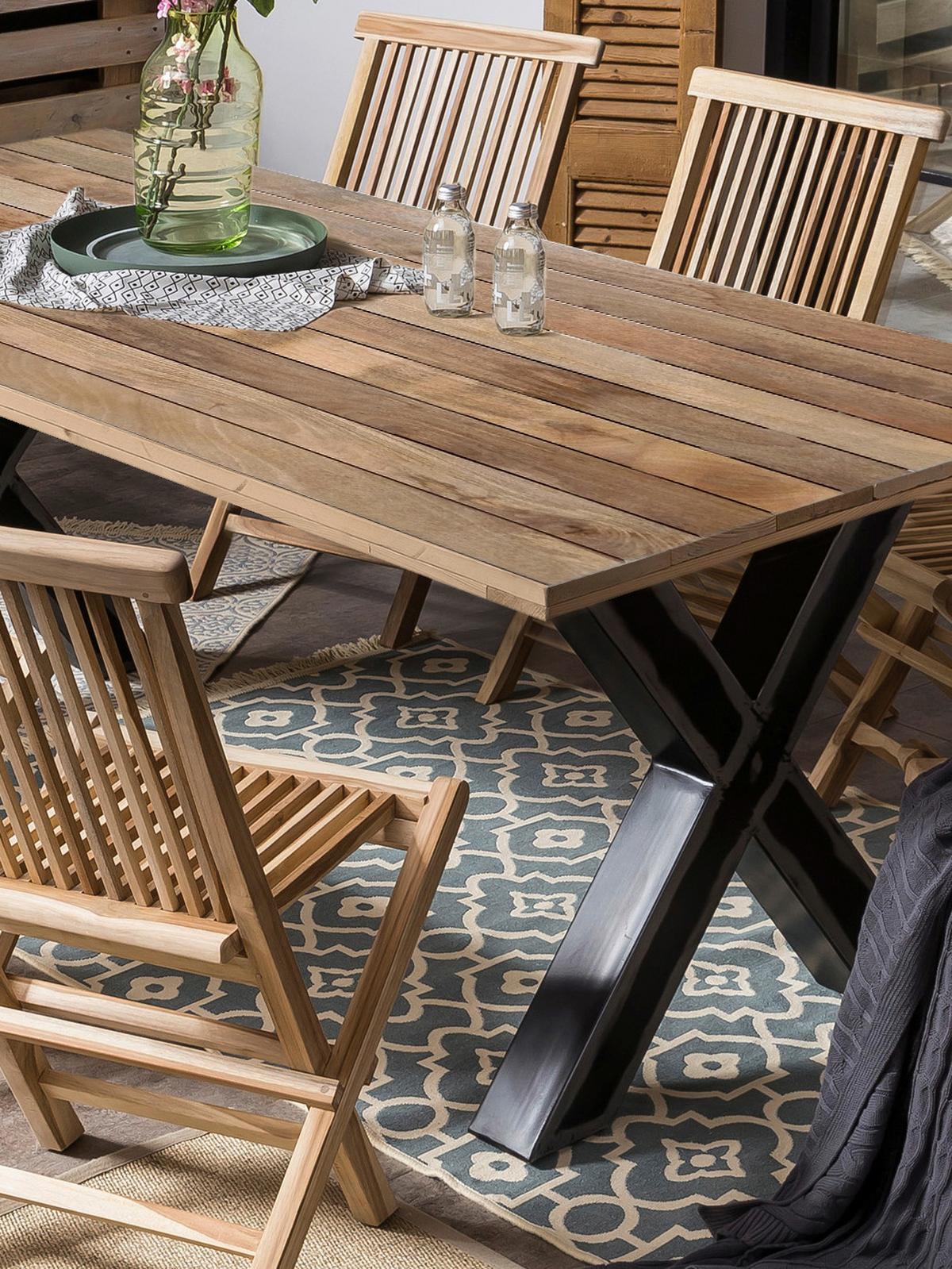 Esstisch Schwarz, Naturfarben L: 220cm - Schwarz/Naturfarben, Design, Holz/Metall (220/100/77cm) - Livetastic