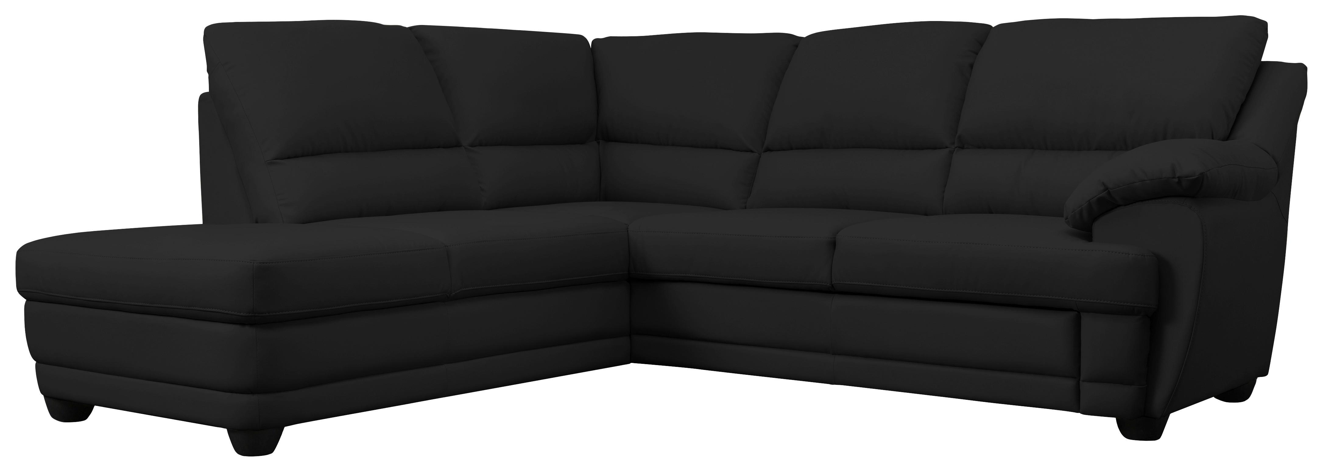 Ecksofa Nebolo Schwarz Lederlook - Schwarz, Design, Textil (225/245cm) - Livetastic