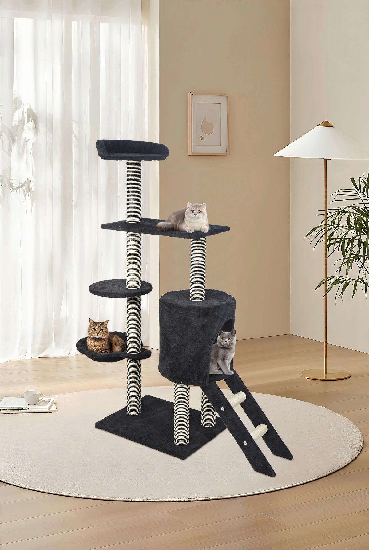 ŠKRABACÍ STROM PRO KOČKY COOKIE - černá, Konvenční, karton/kompozitní dřevo (50/40/135cm) - Mömax